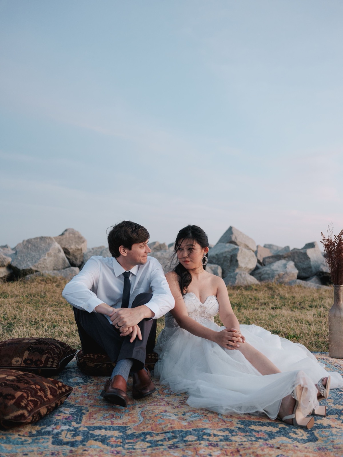 Elopement at Coastal Rocks of Fort Fisher, North Carolina | Wedding and portrait Photographer