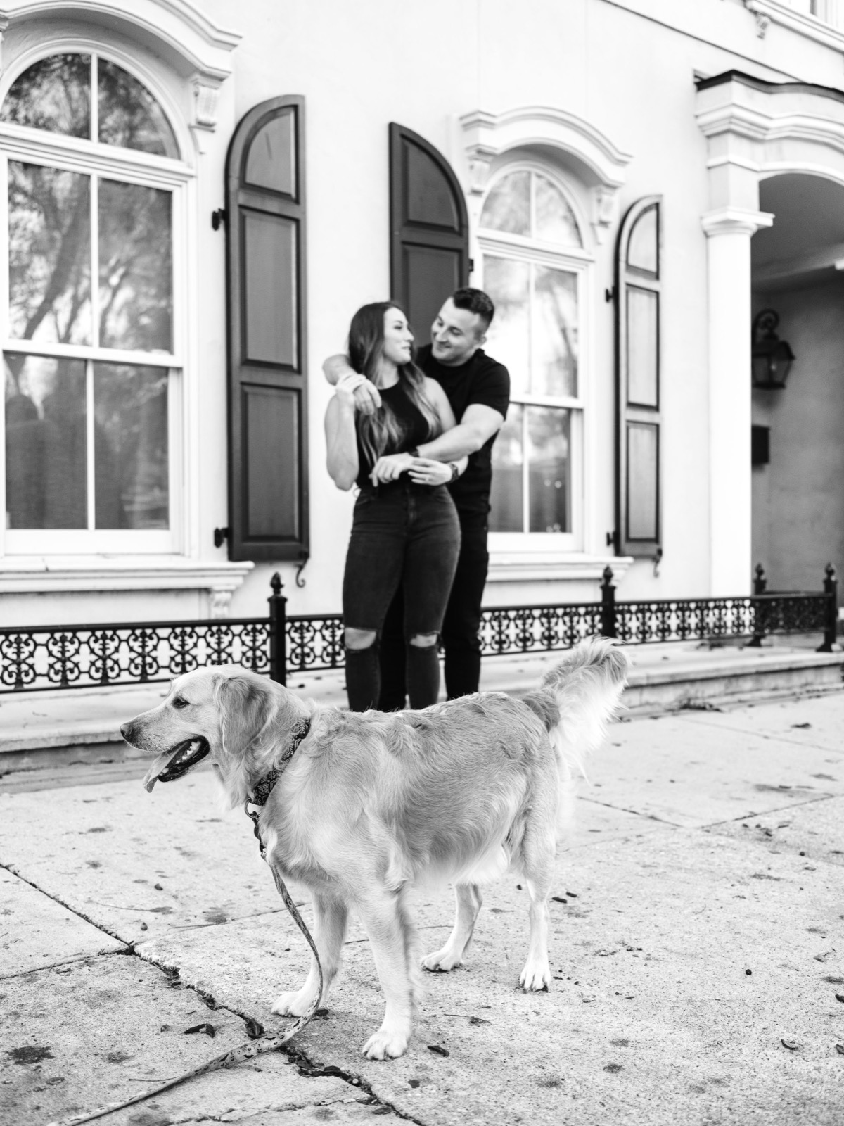 puppy with them on an engagement