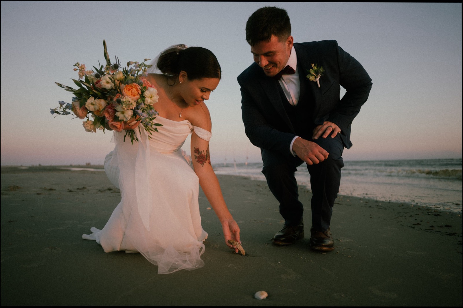Beach Wedding In Oak Island + Beach House and Reception Photos — photograph 30