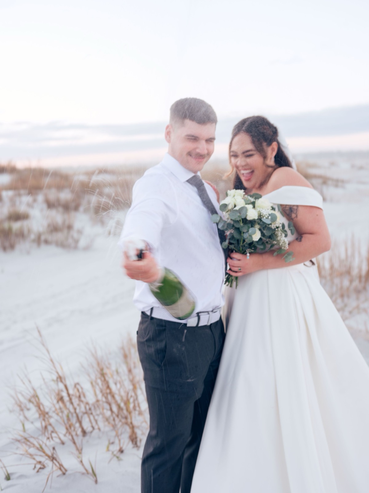 couples open a bottle of wine