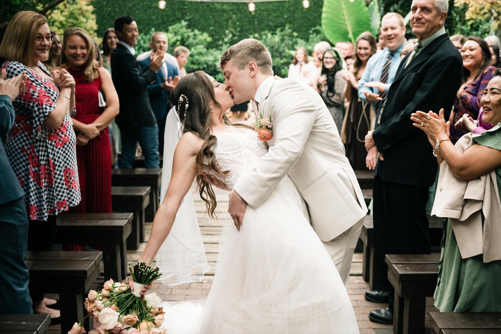 couples getting married at an outdoor wedding venue at the Atrium in Wilmington, NC