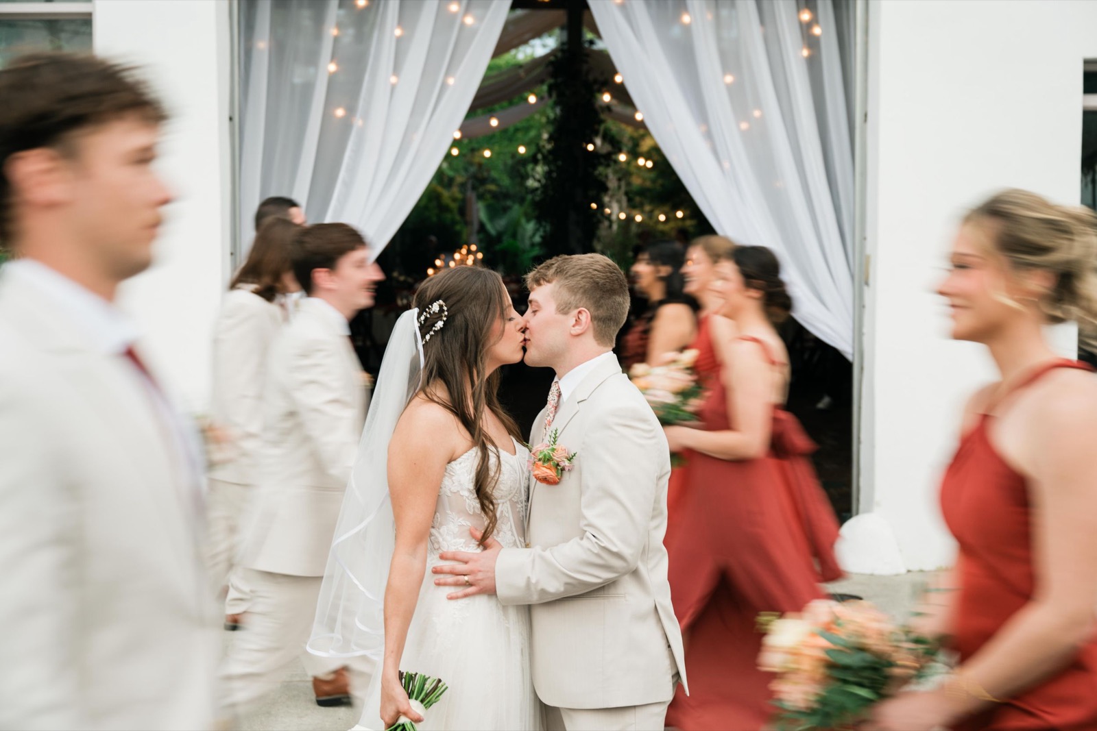 couples getting married at an outdoor wedding venue at the Atrium in Wilmington, NC