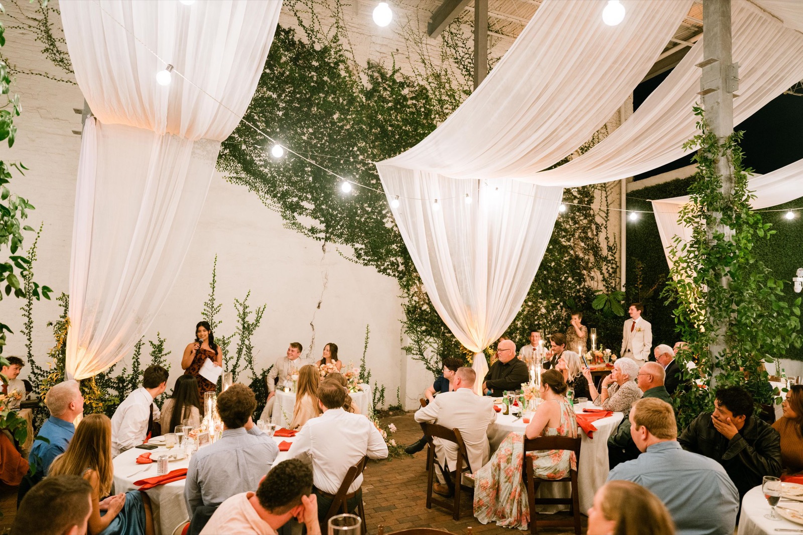 couples getting married at an outdoor wedding venue at the Atrium in Wilmington, NC