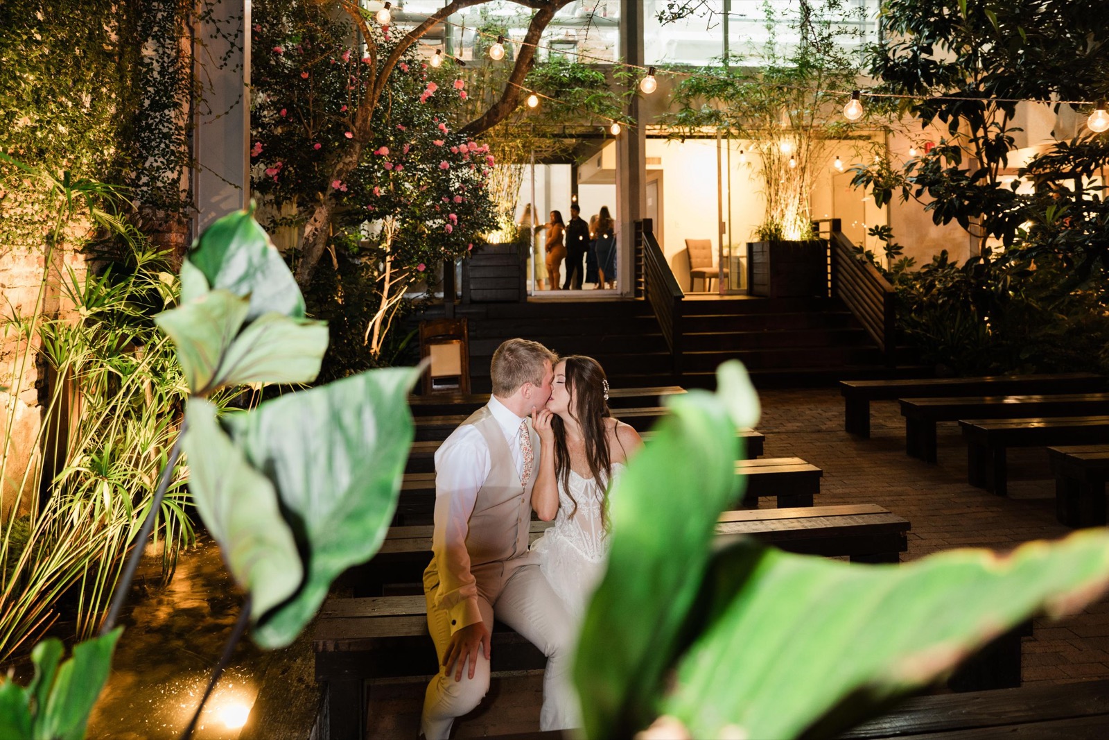 couples getting married at an outdoor wedding venue at the Atrium in Wilmington, NC