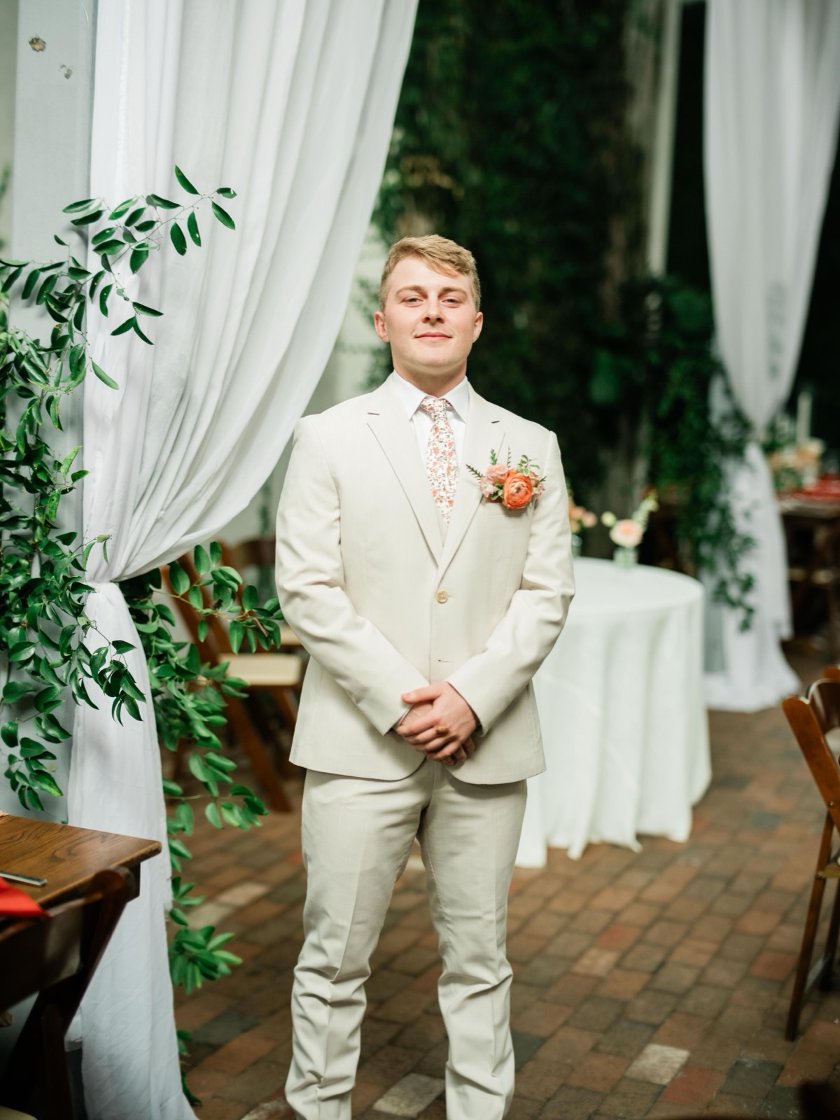 couples getting married at an outdoor wedding venue at the Atrium in Wilmington, NC