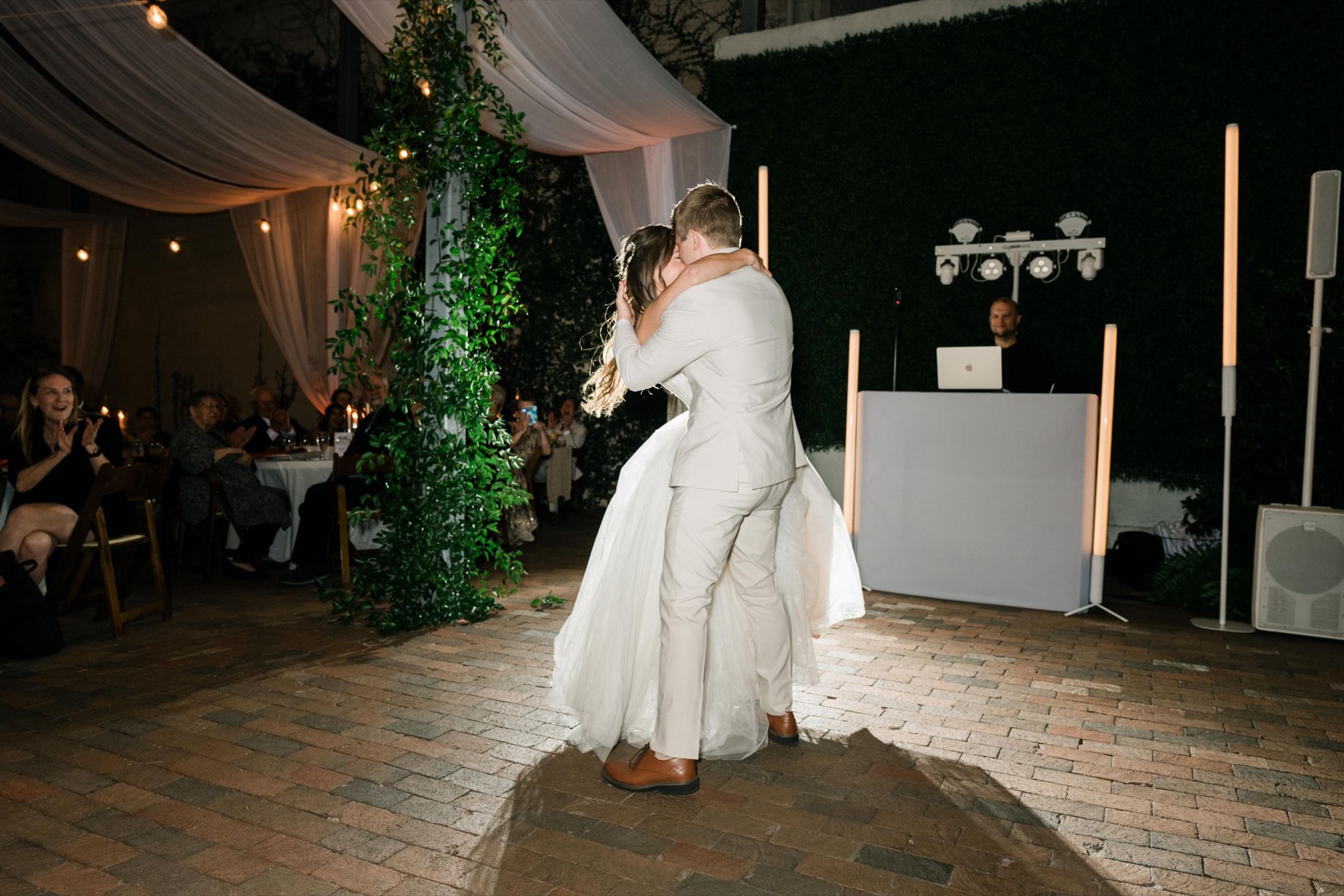 couples getting married at an outdoor wedding venue at the Atrium in Wilmington, NC