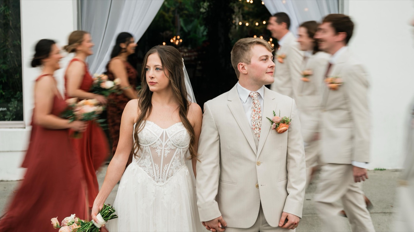 couples getting married at an outdoor wedding venue at the Atrium in Wilmington, NC