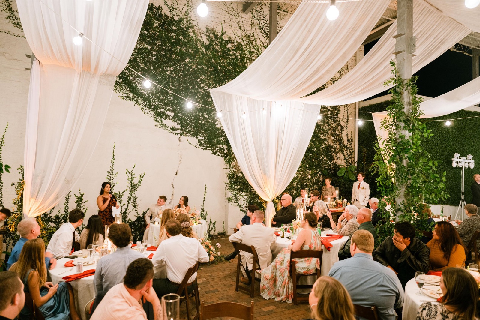 couples getting married at an outdoor wedding venue at the Atrium in Wilmington, NC