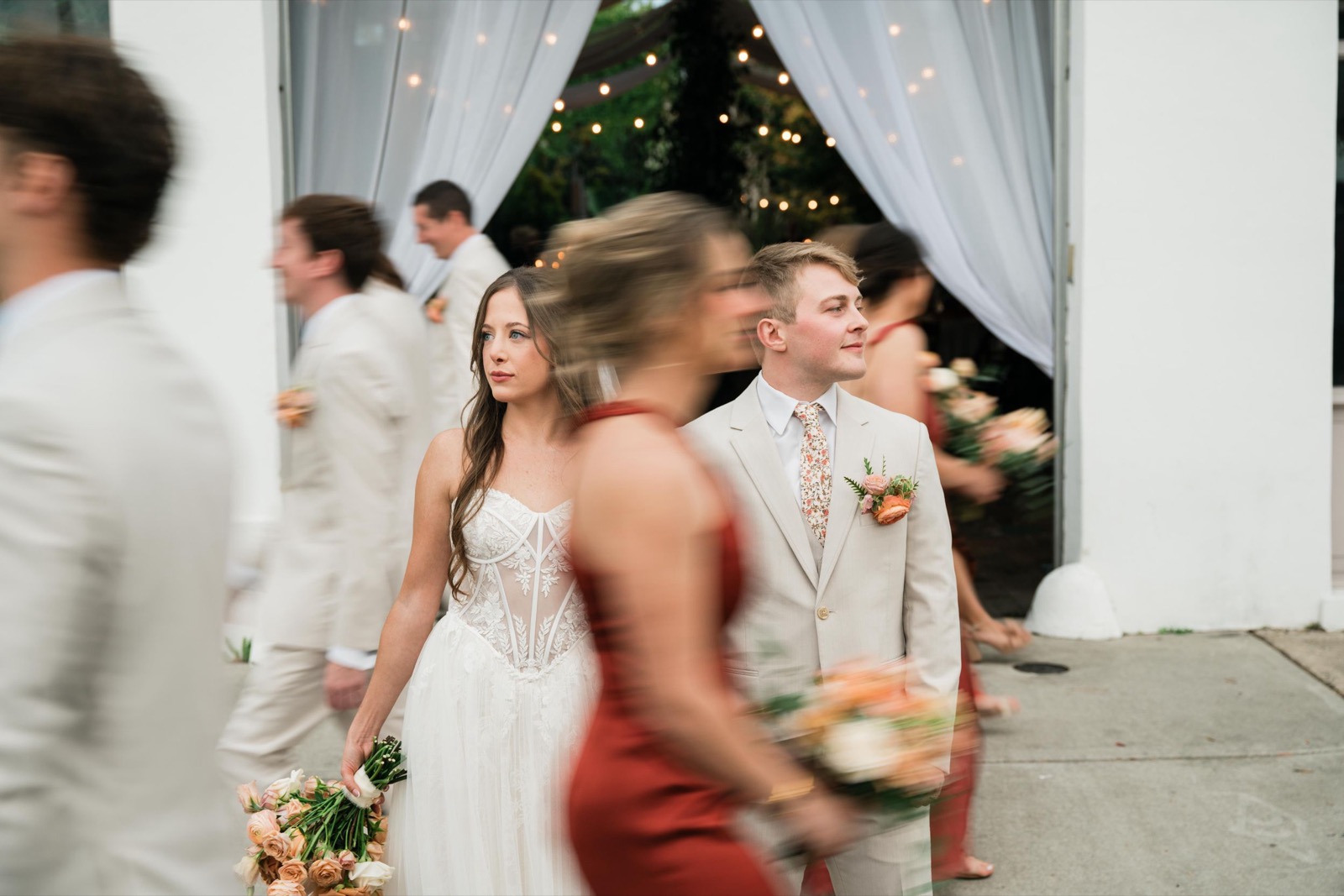 couples getting married at an outdoor wedding venue at the Atrium in Wilmington, NC