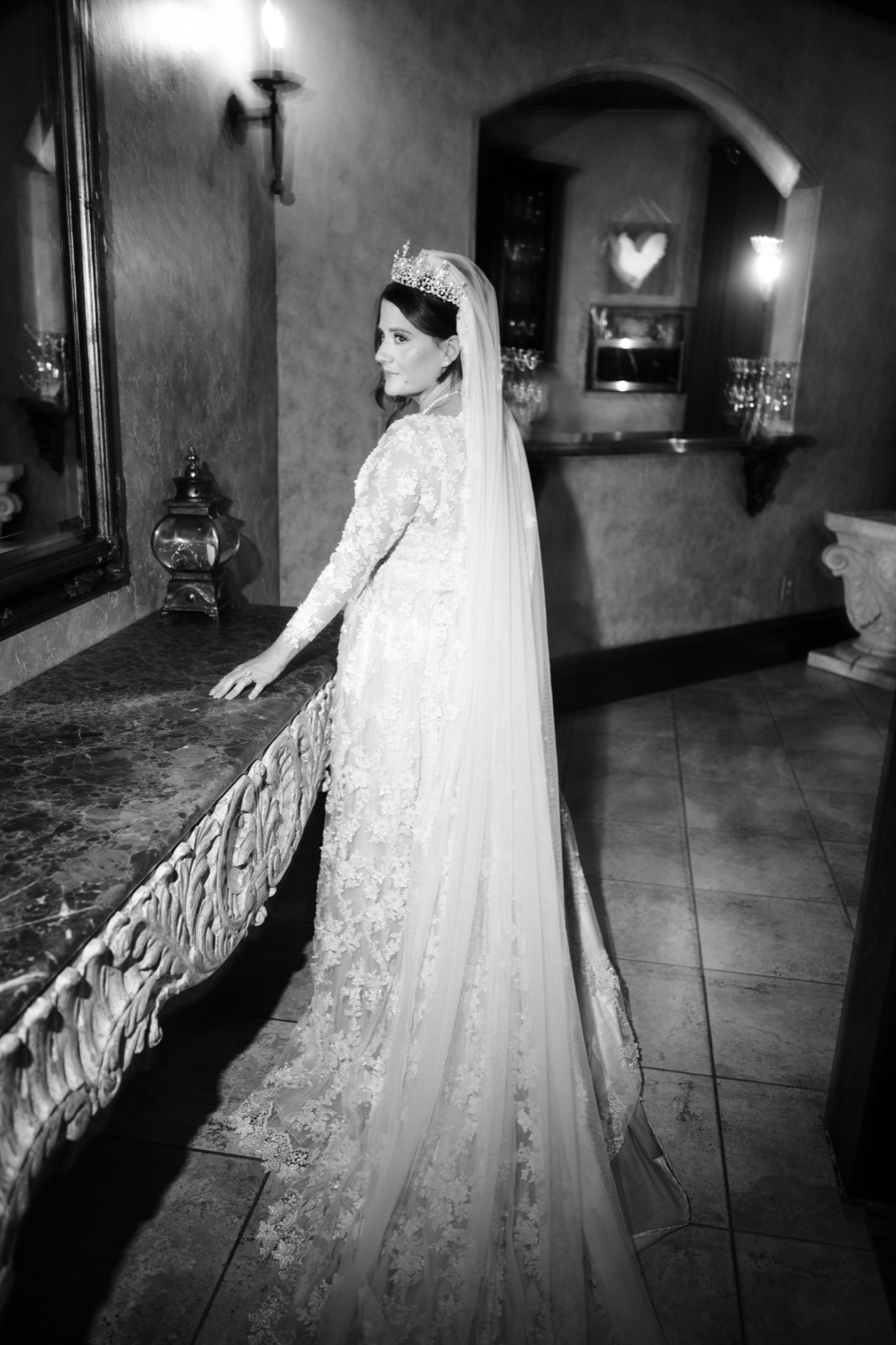 indoor bridal portrait at Champagne Manor