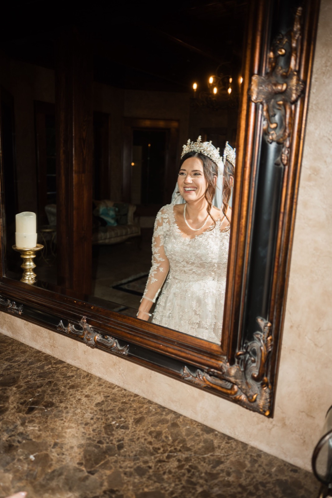 indoor bridal portrait at Champagne Manor