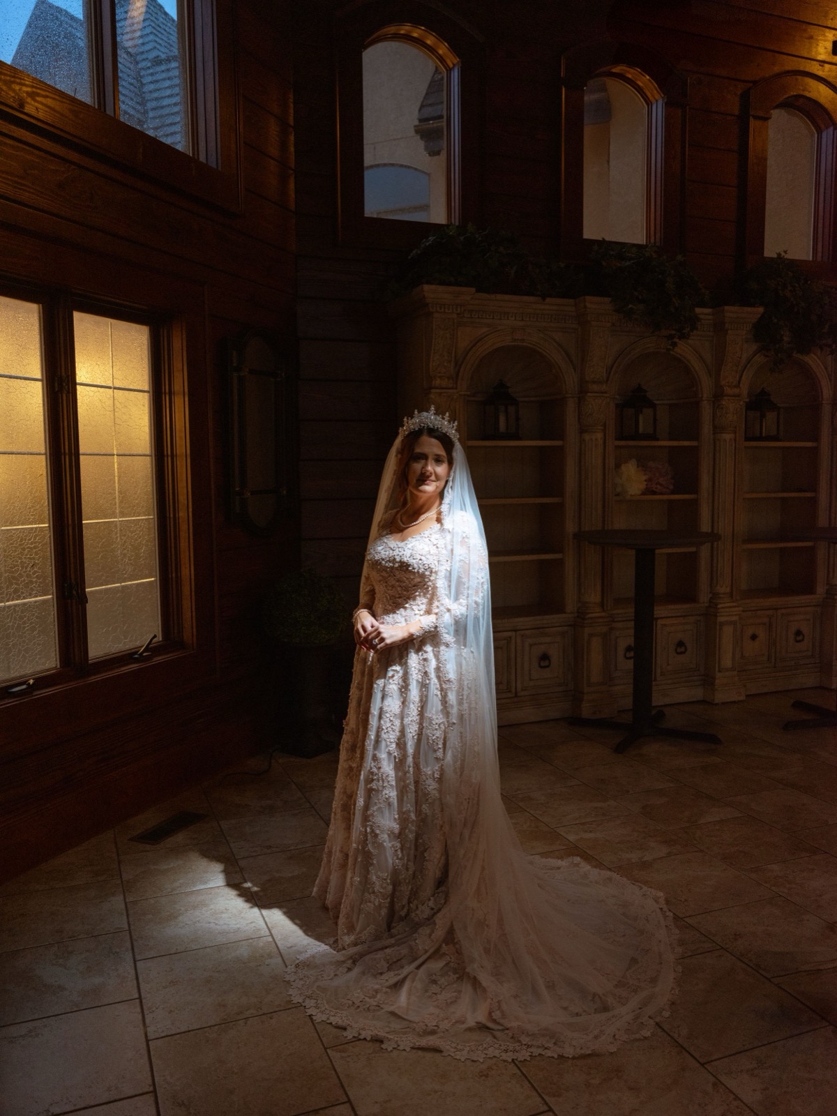 indoor bridal portrait at Champagne Manor