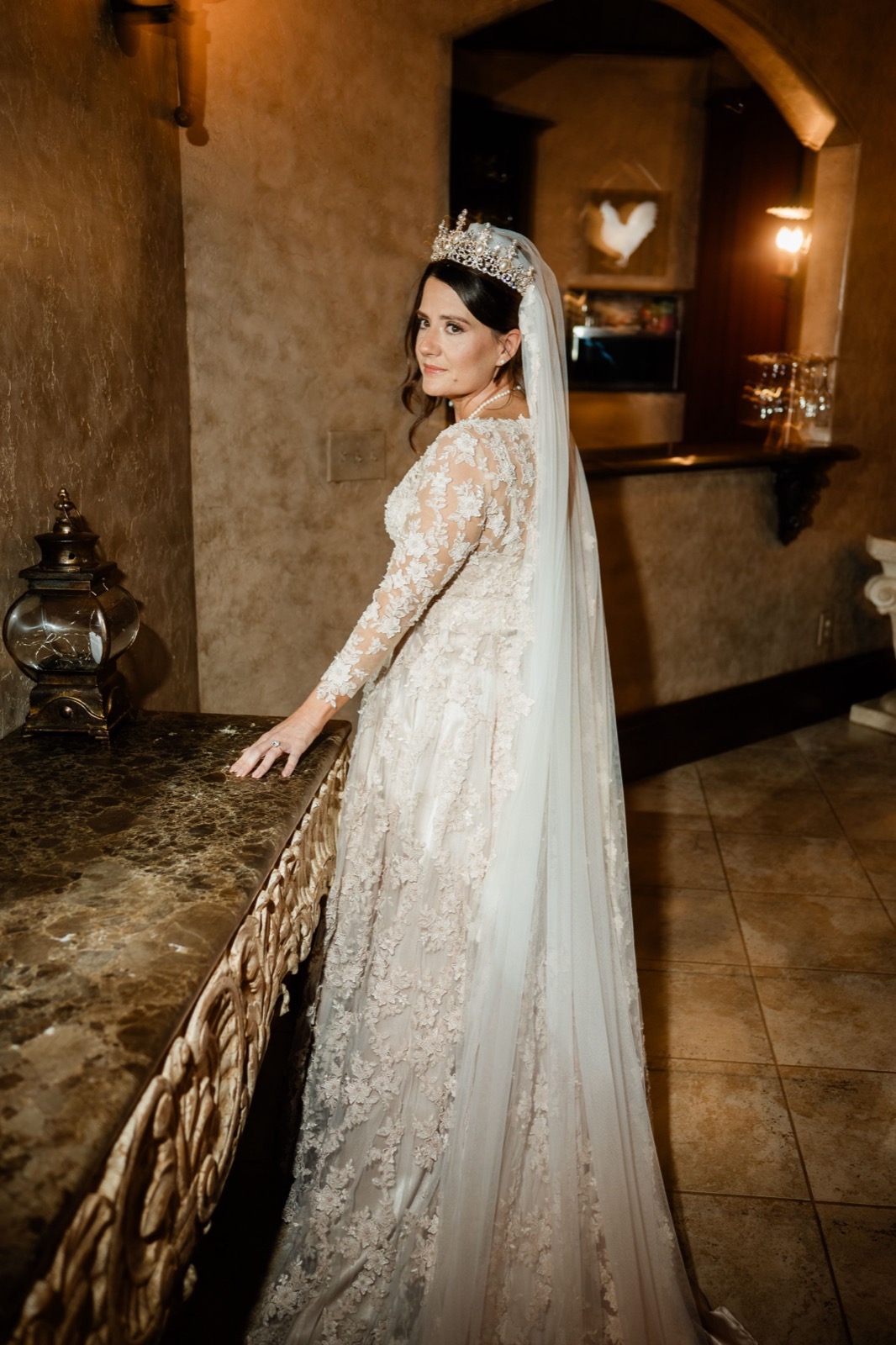 indoor bridal portrait at Champagne Manor
