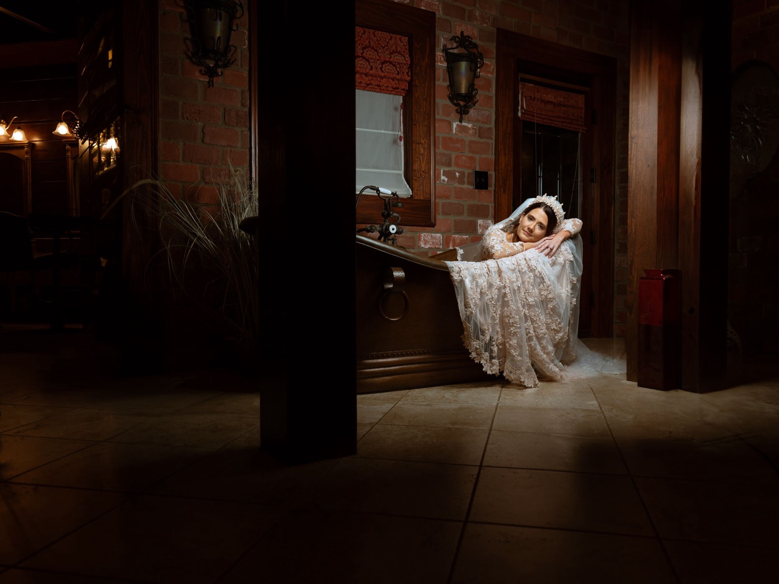 indoor bridal portrait at Champagne Manor