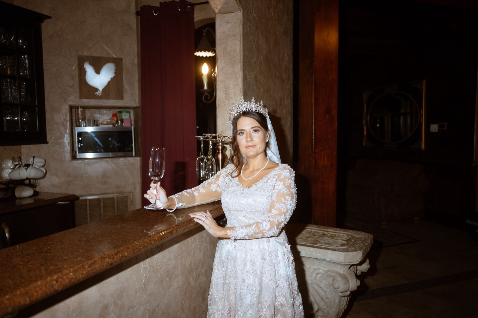 indoor bridal portrait at Champagne Manor