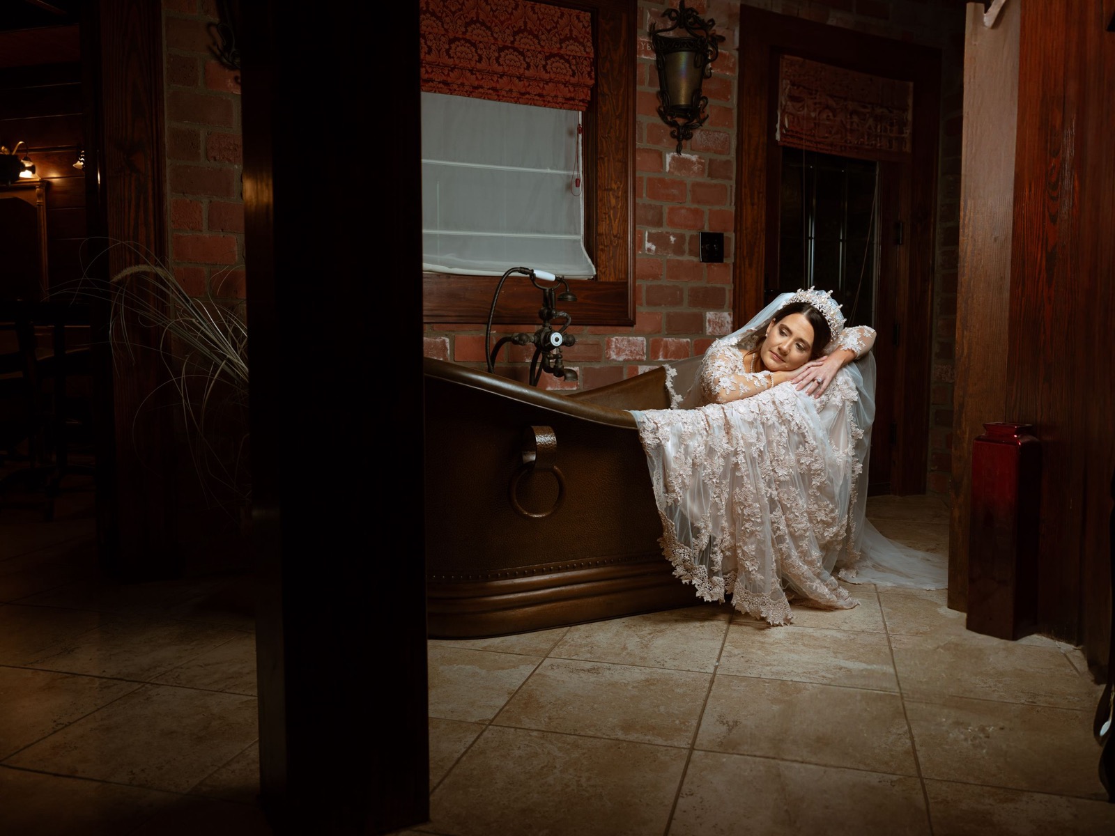 indoor bridal portrait at Champagne Manor