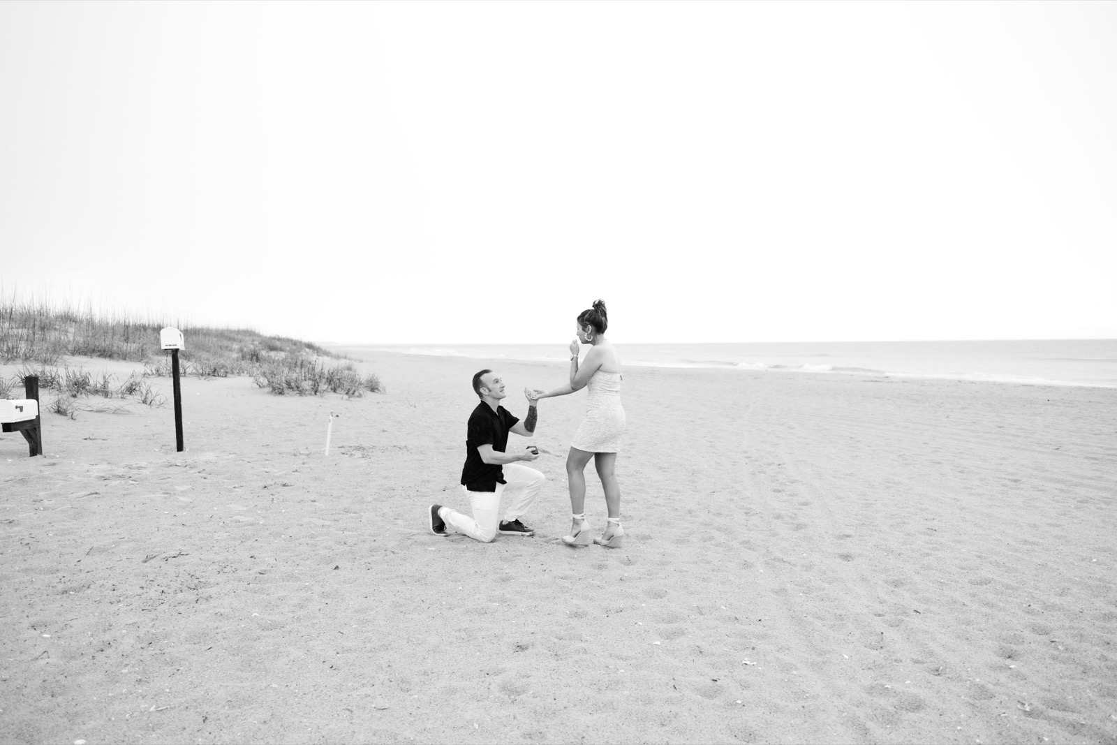 Surprise Proposal on the Beach while raining