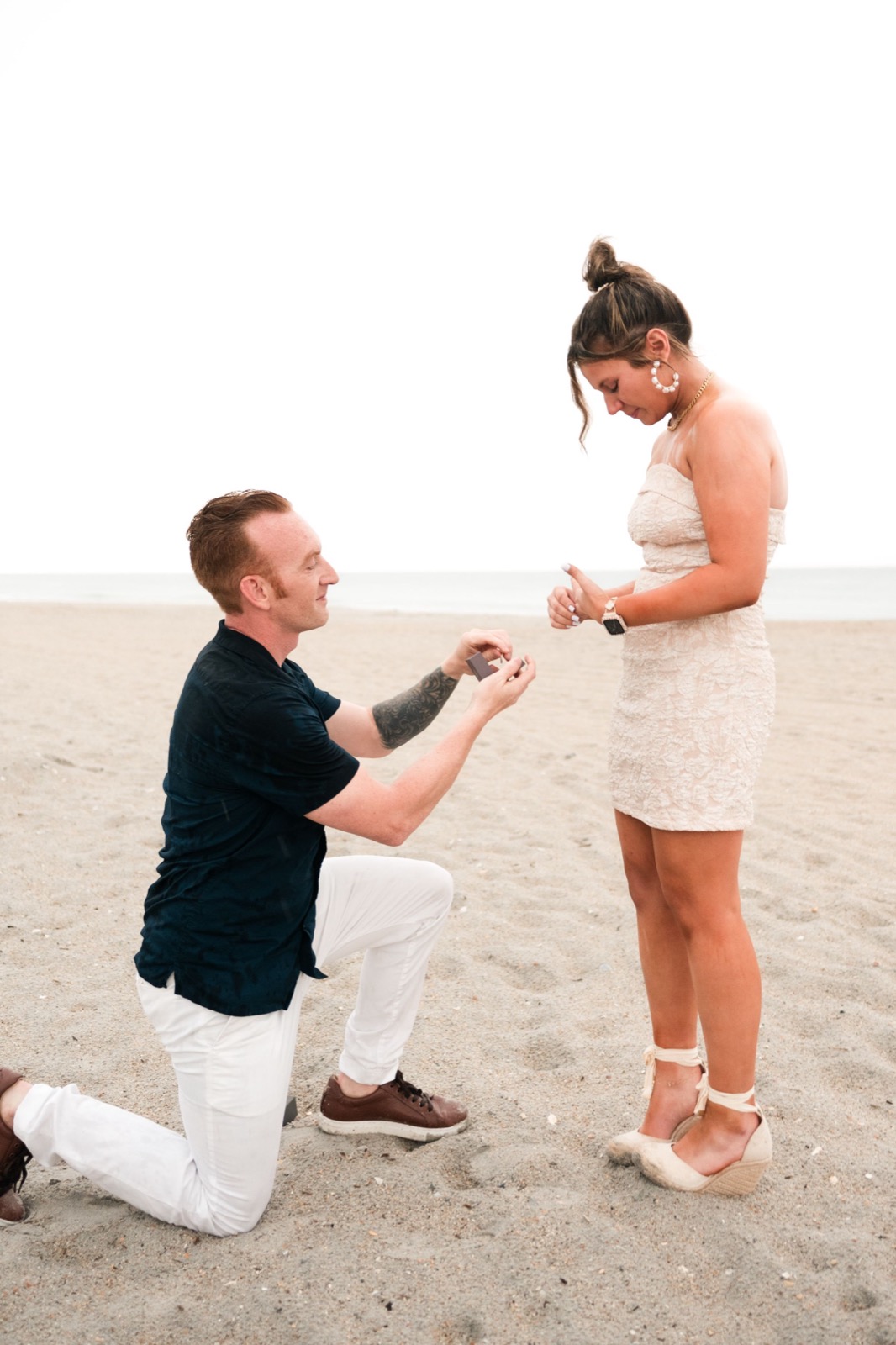 Surprise Proposal on the Beach while raining