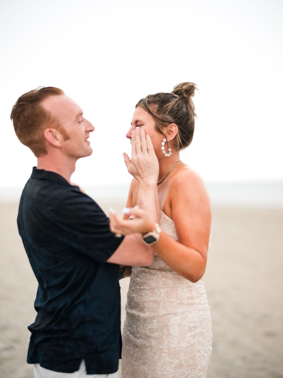 Surprise Proposal on the Beach while raining
