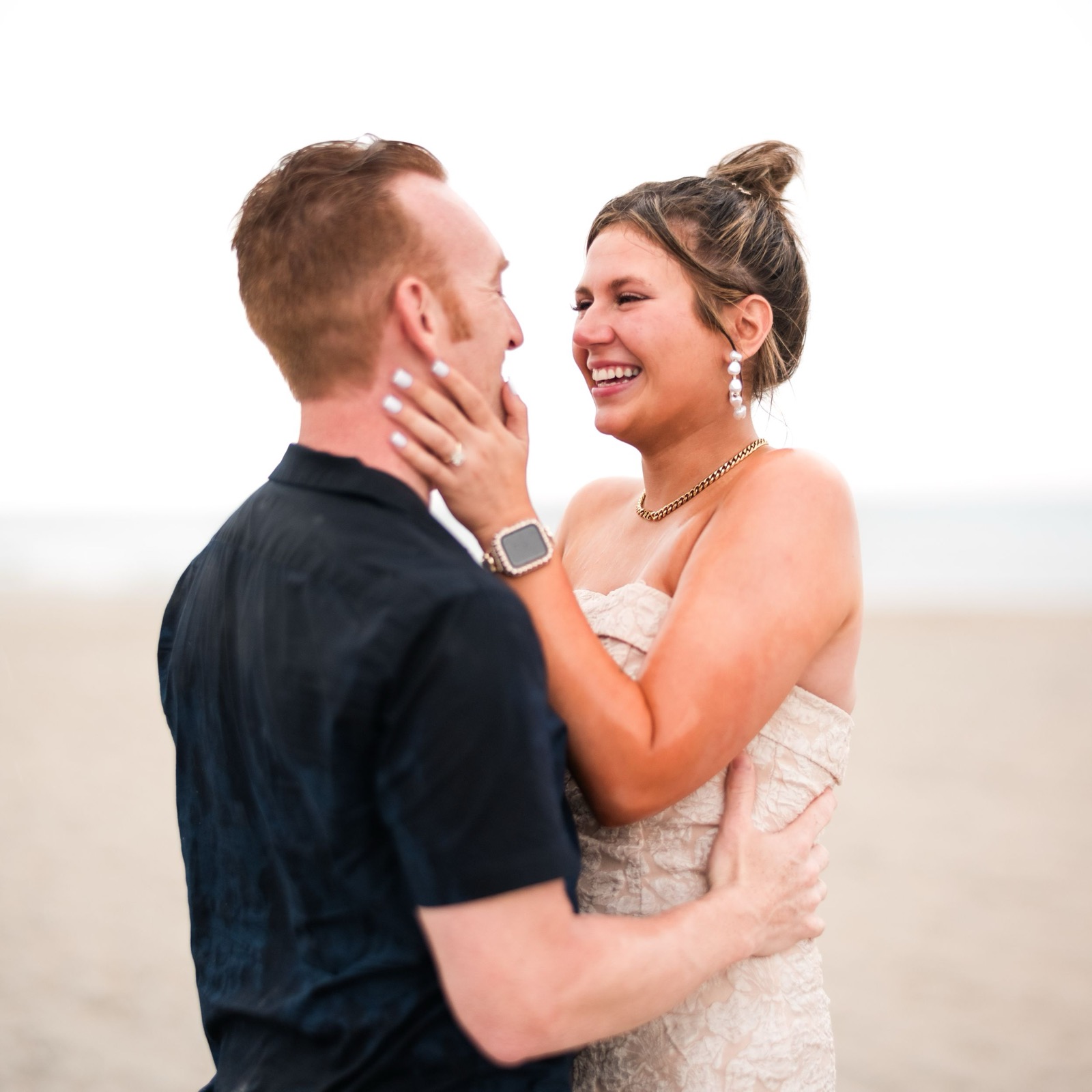 Surprise Proposal on the Beach while raining
