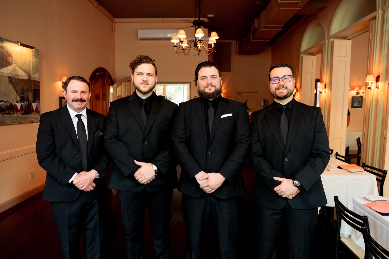 photos of groom and his men at a wedding in caffe luna