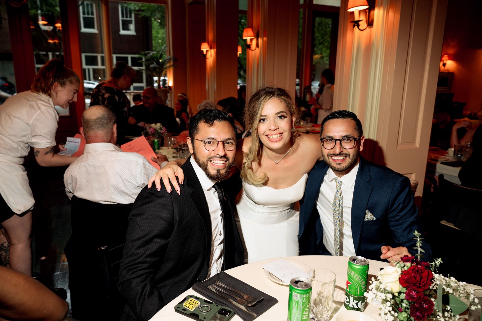 Celebrants, bride and groom attend raleigh Wedding at Caffe Luna