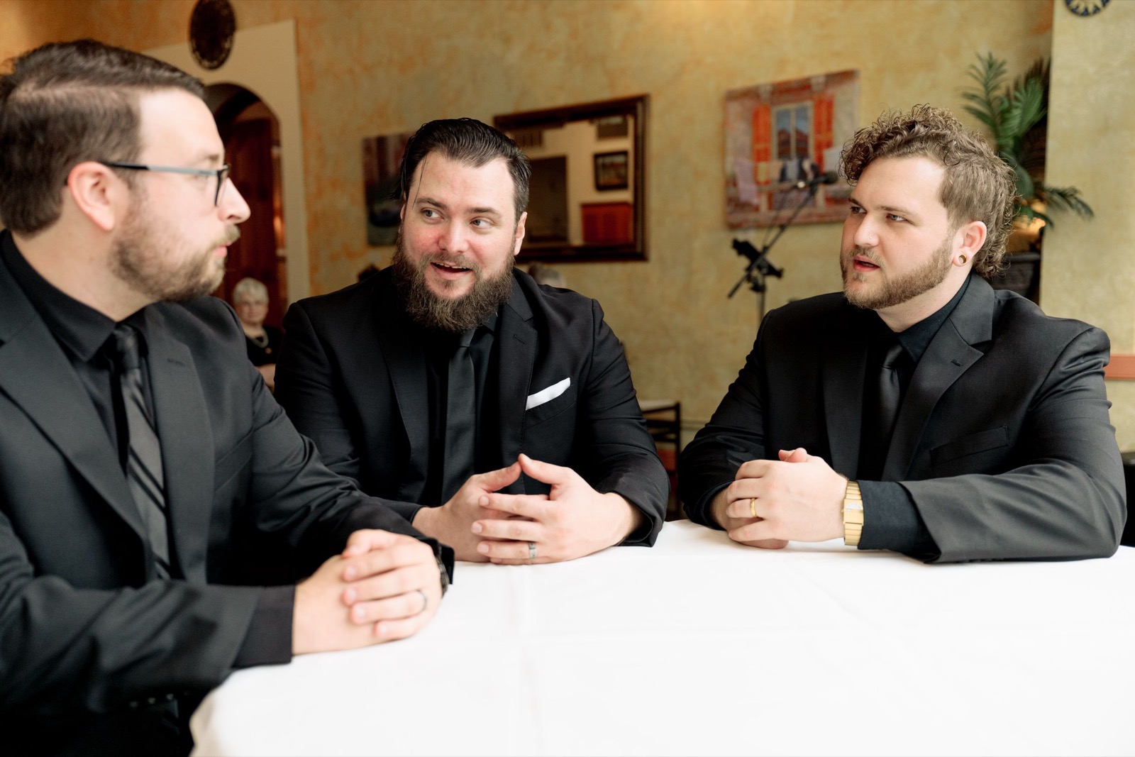 Celebrants, bride and groom attend raleigh Wedding at Caffe Luna