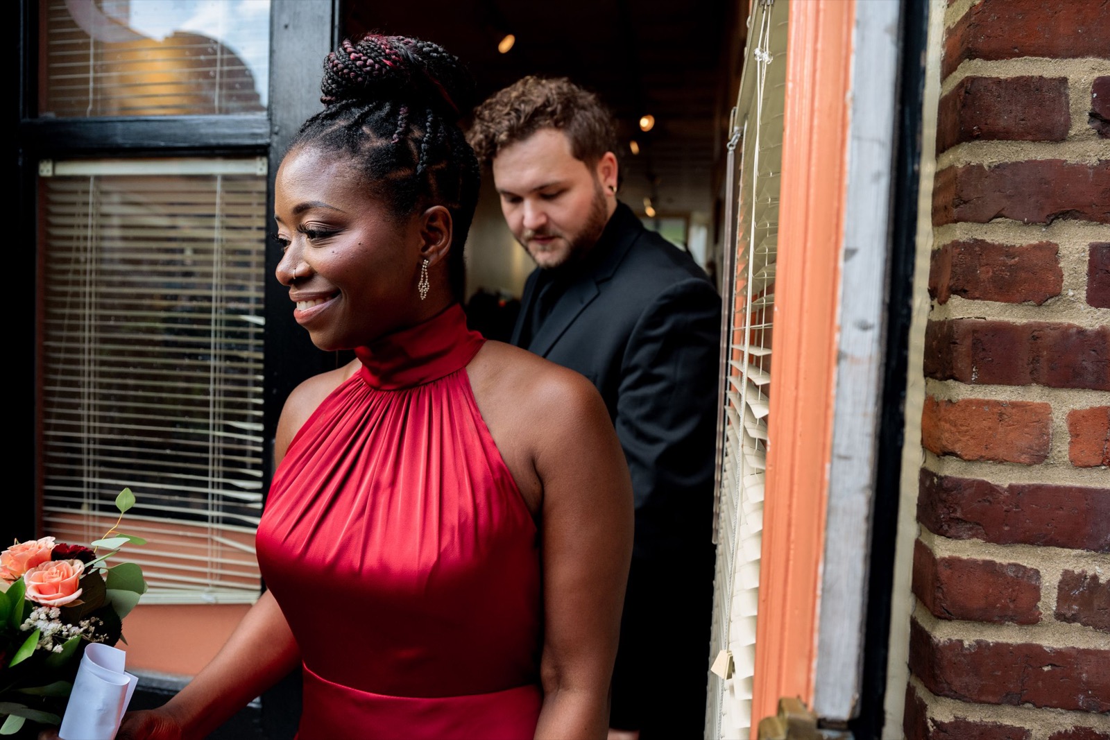 Celebrants, bride and groom attend raleigh Wedding at Caffe Luna