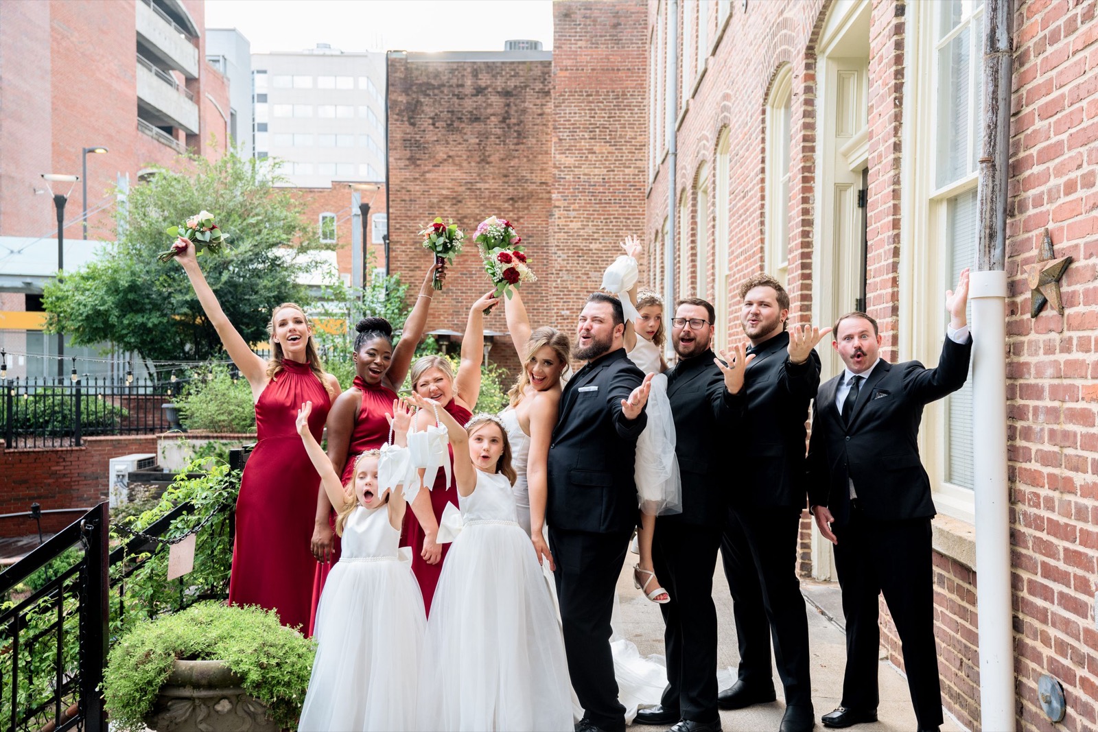 Celebrants, bride and groom attend raleigh Wedding at Caffe Luna
