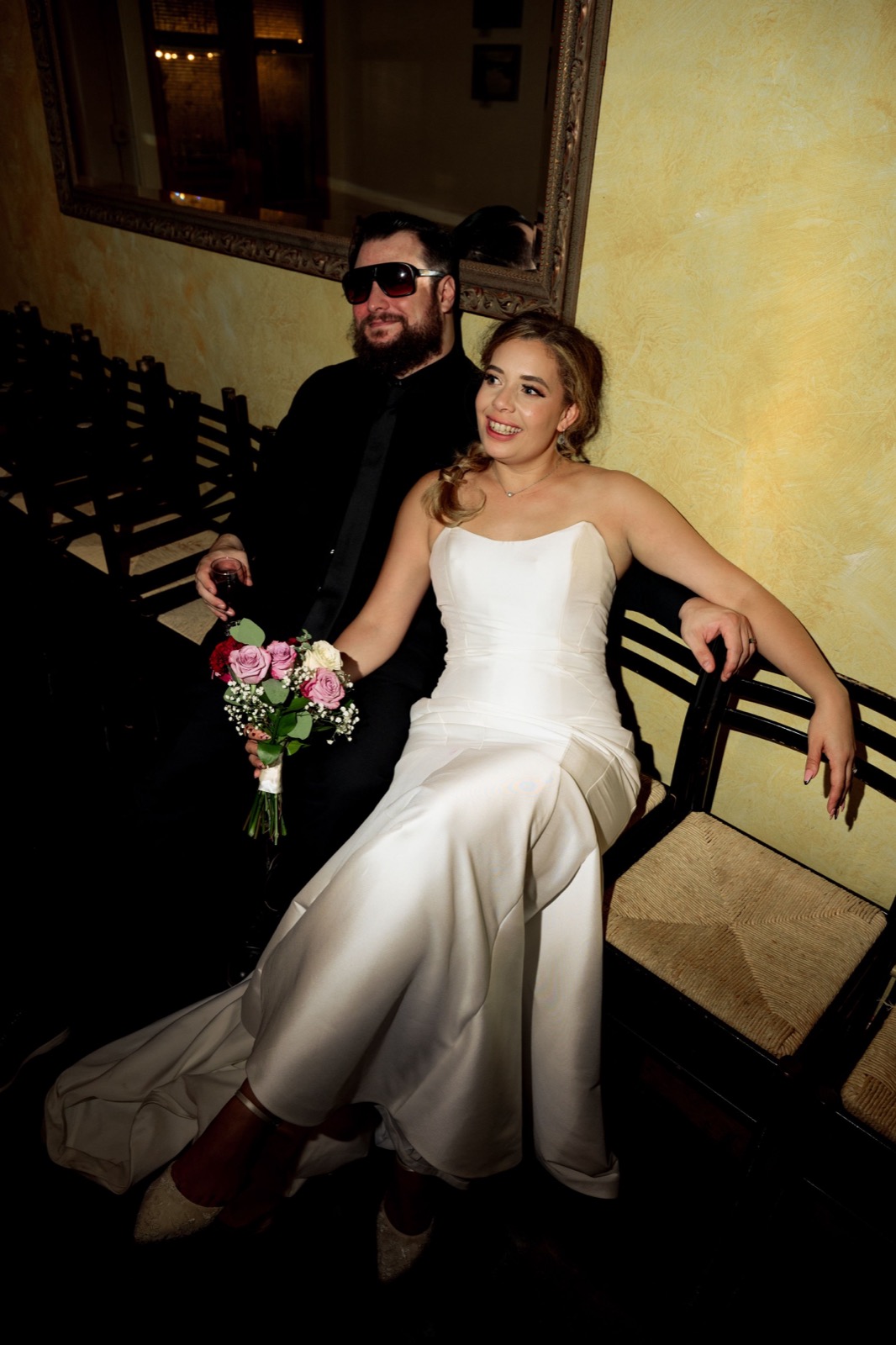 Celebrants, bride and groom attend raleigh Wedding at Caffe Luna