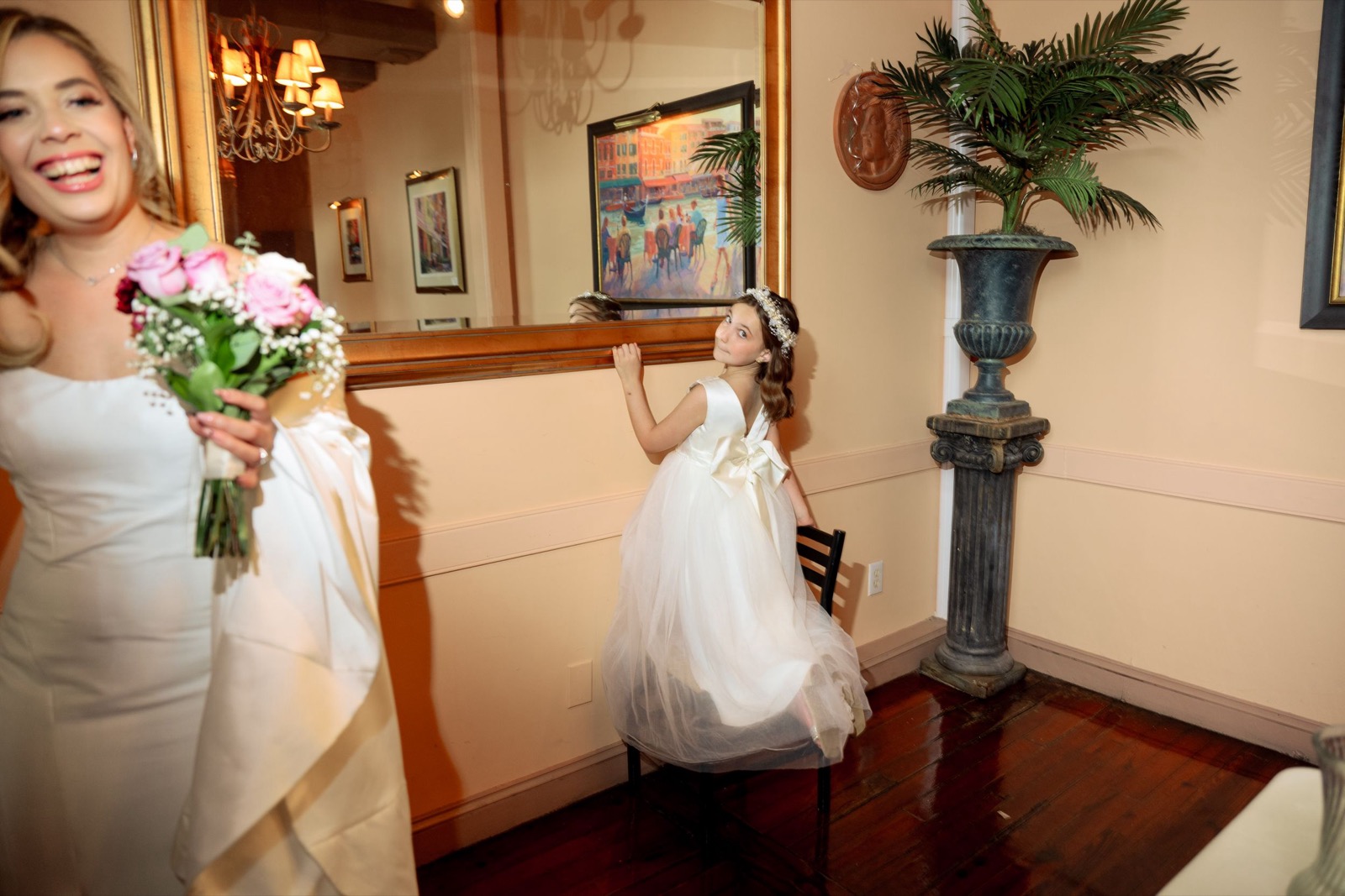 Celebrants, bride and groom attend raleigh Wedding at Caffe Luna