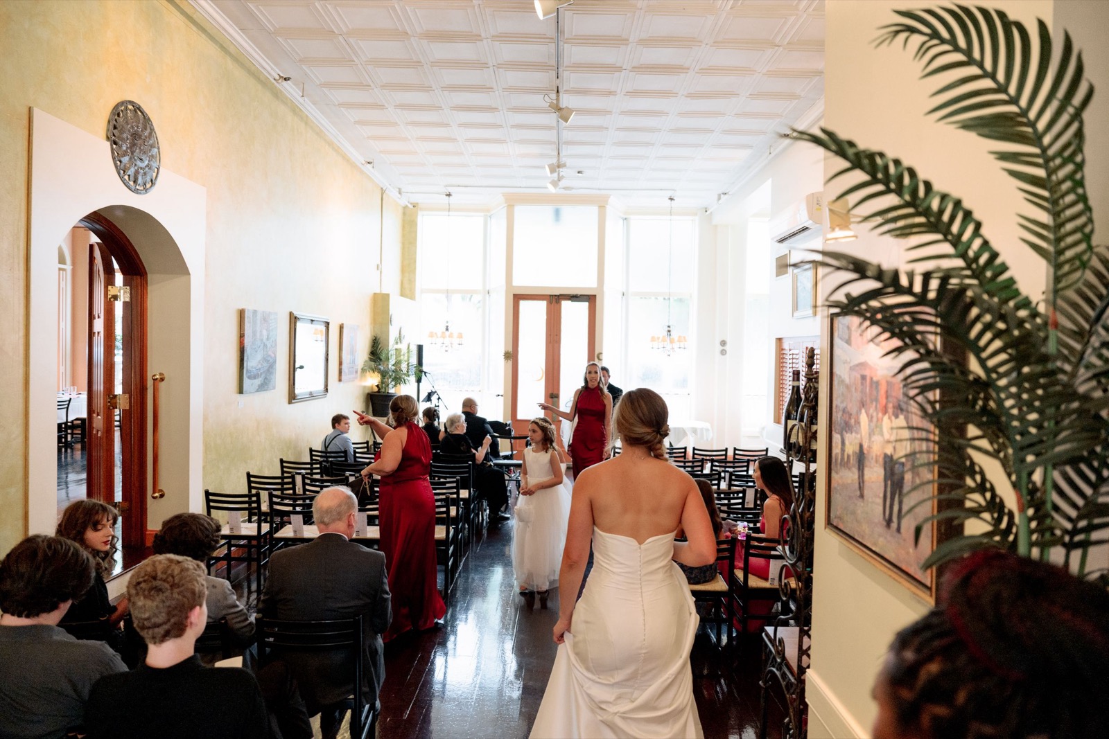 Celebrants, bride and groom attend raleigh Wedding at Caffe Luna