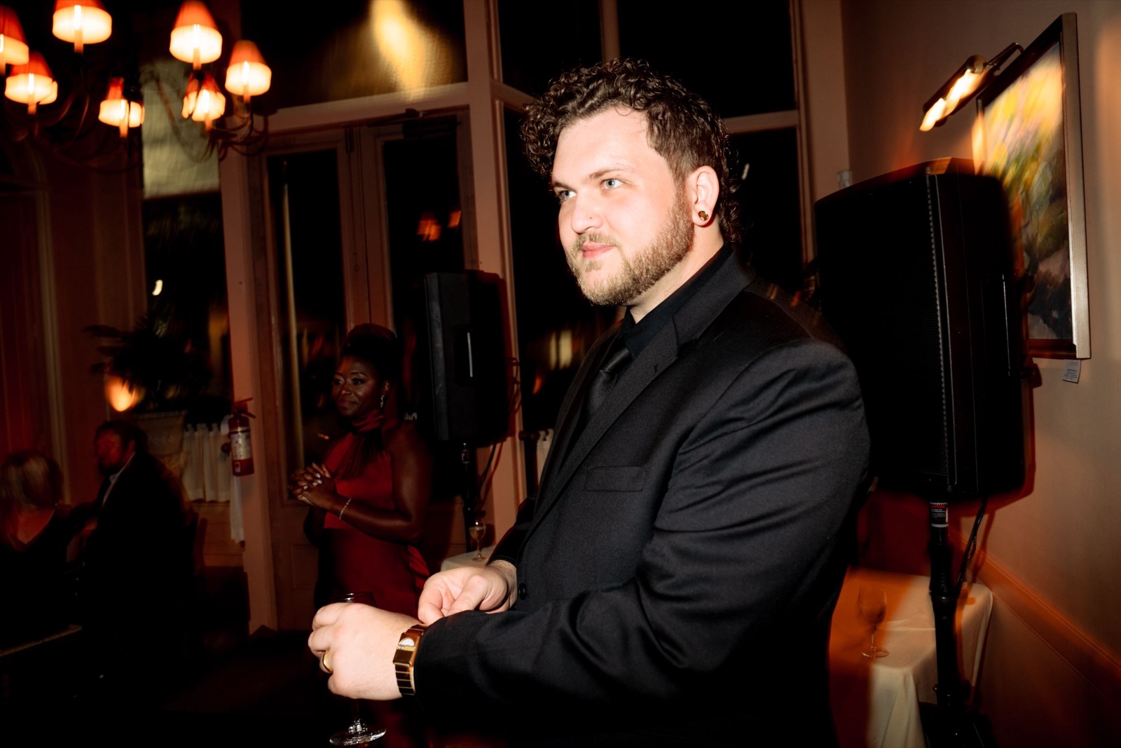 Celebrants, bride and groom attend raleigh Wedding at Caffe Luna
