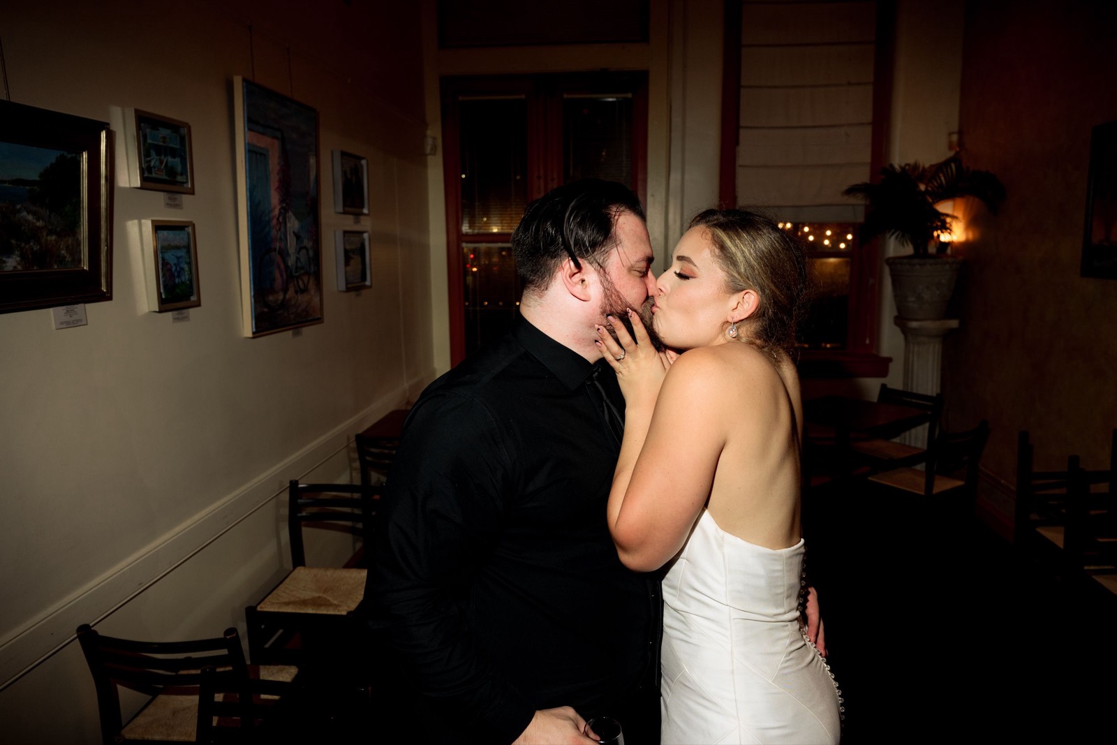 Celebrants, bride and groom attend raleigh Wedding at Caffe Luna