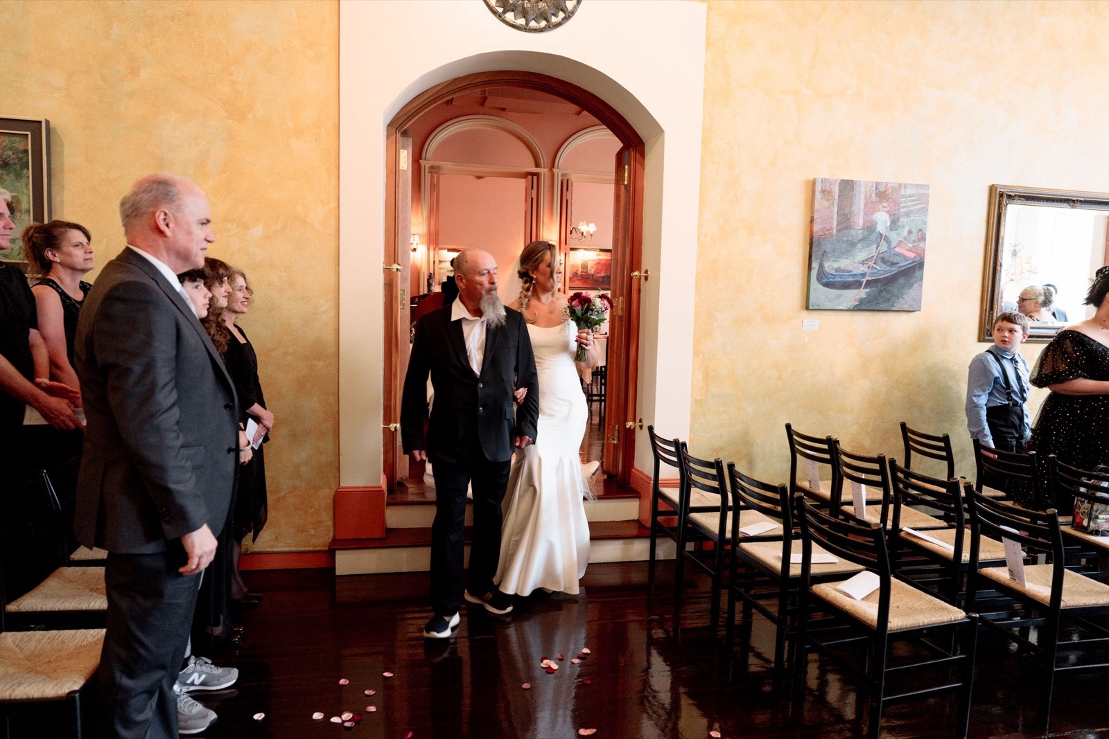 Celebrants, bride and groom attend raleigh Wedding at Caffe Luna