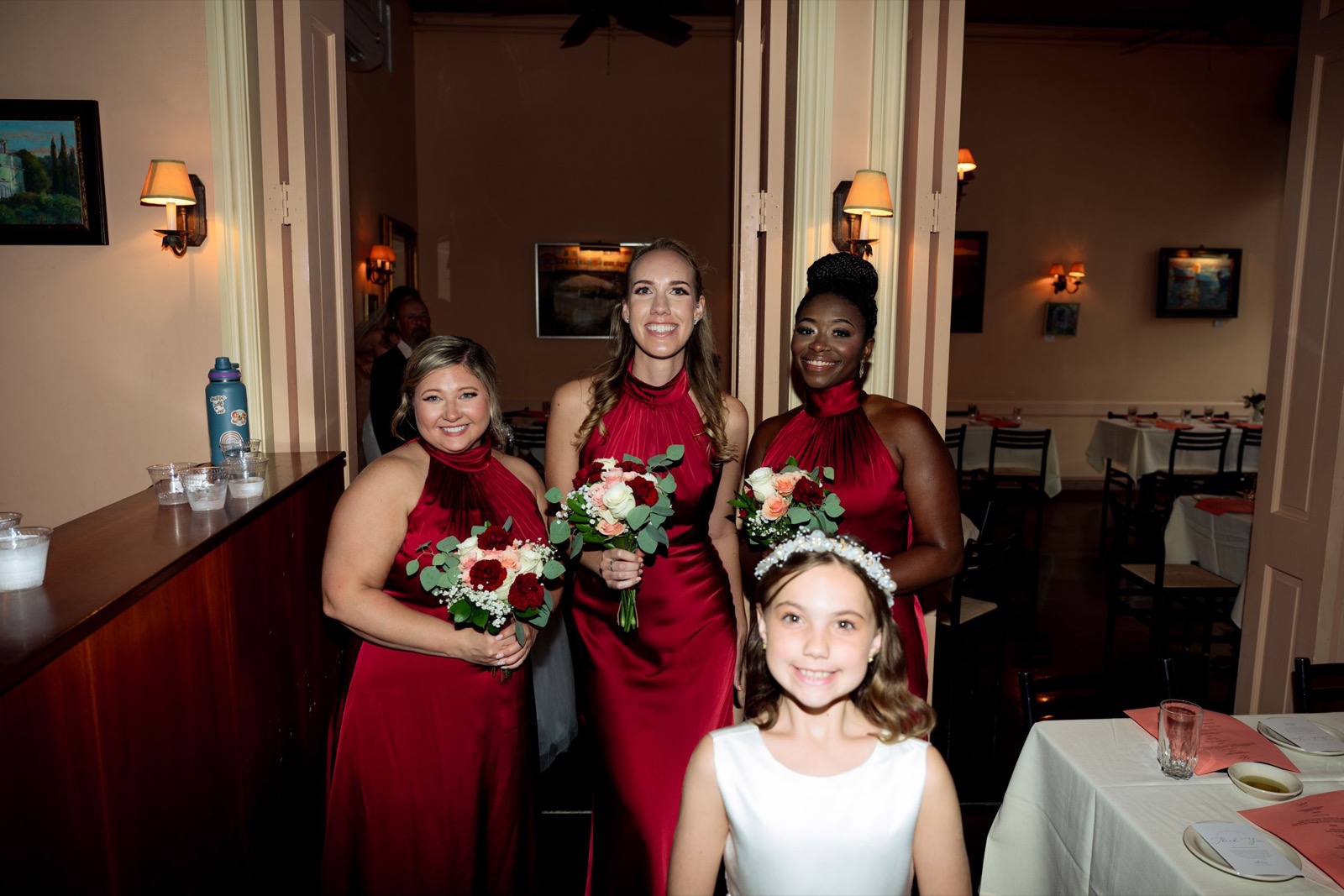Celebrants, bride and groom attend raleigh Wedding at Caffe Luna