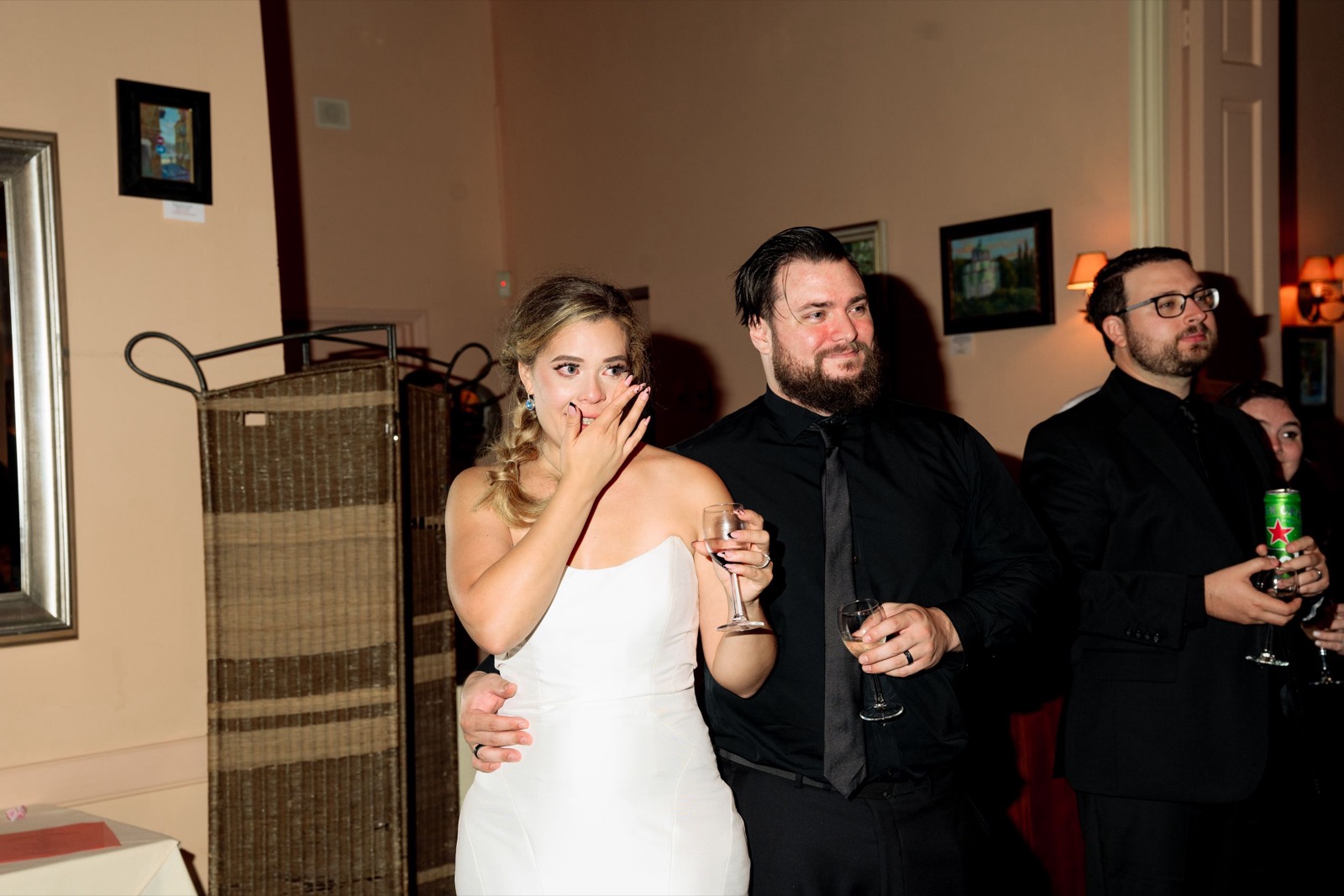 Celebrants, bride and groom attend raleigh Wedding at Caffe Luna