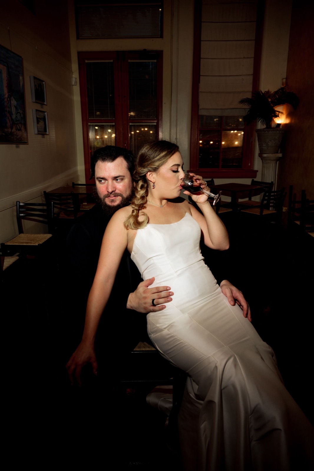 Celebrants, bride and groom attend raleigh Wedding at Caffe Luna